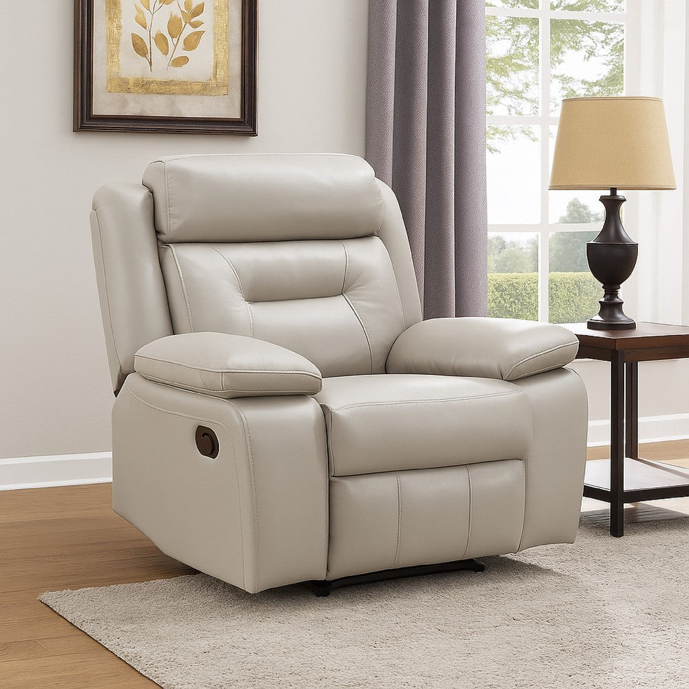 Conia Manual Reclining Chair | Light Gray Silver Leather