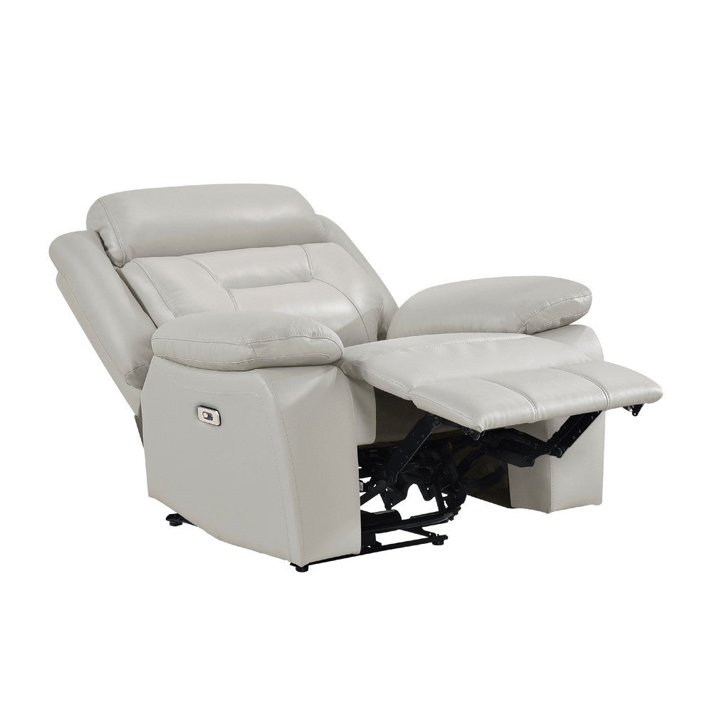 Conia Power Reclining Chair | Light Gray Silver Leather | USB Port BM338577