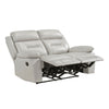 Conia Manual Dual Recliner Loveseat | Light Gray Silver Leather 63’’ BM338578