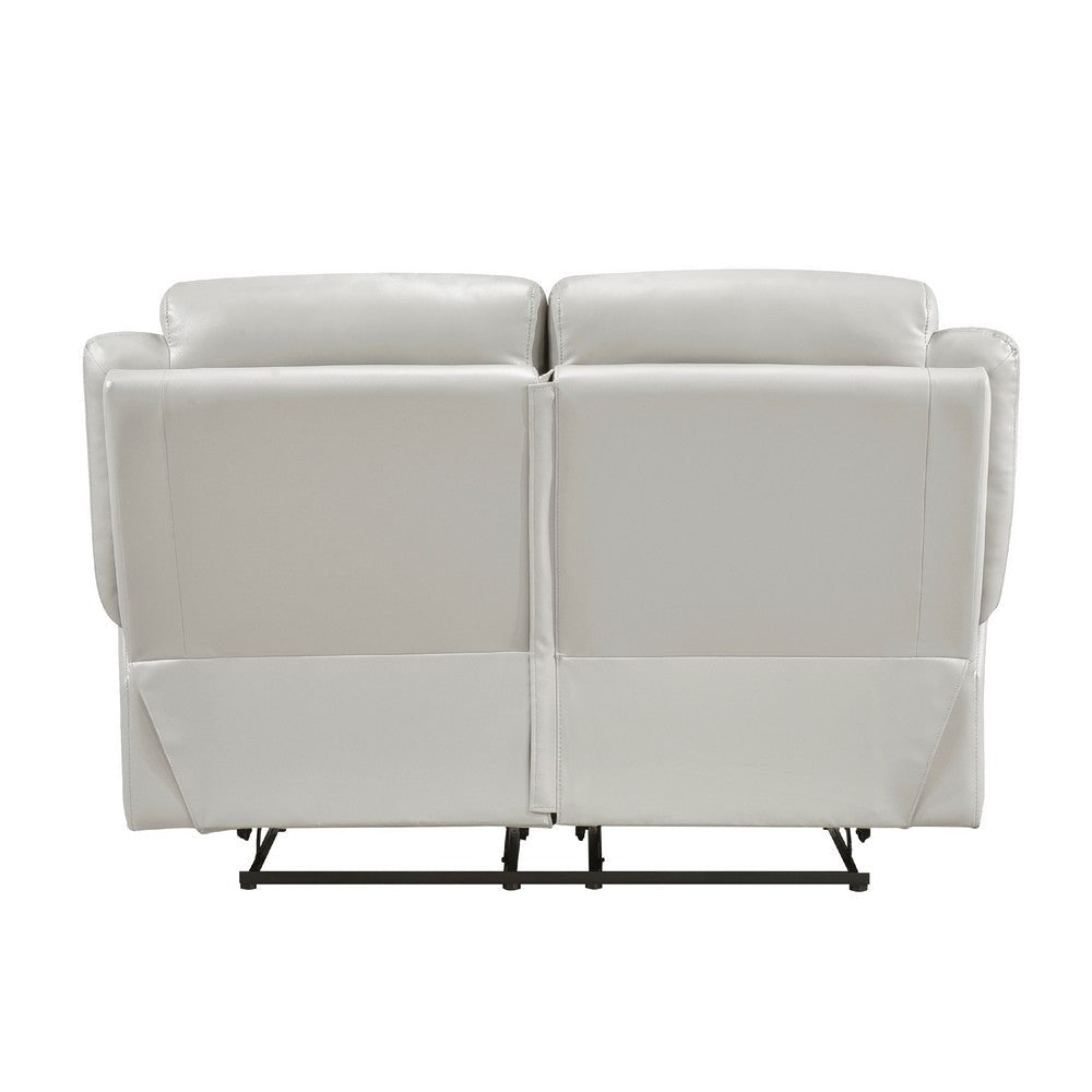 Conia Manual Dual Recliner Loveseat | Light Gray Silver Leather 63’’ BM338578