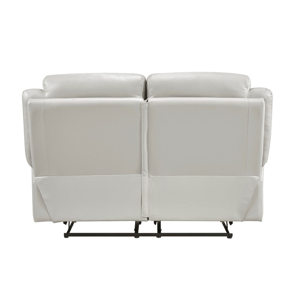 Conia Manual Dual Recliner Loveseat | Light Gray Silver Leather 63’’ BM338578