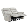 Conia Power Dual Recliner Loveseat | Light Silver Leather | USB | 63’’ BM338579