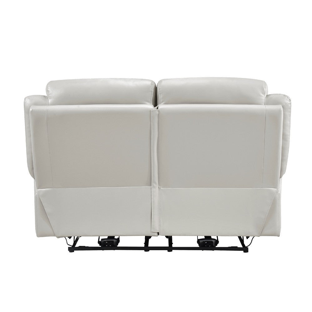 Conia Power Dual Recliner Loveseat | Light Silver Leather | USB | 63’’ BM338579