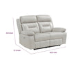 Conia Power Dual Recliner Loveseat | Light Silver Leather | USB | 63’’ BM338579