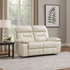 Conia Power Dual Recliner Loveseat | Light Silver Leather | USB | 63’’ BM338579