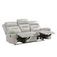 Conia Manual Double Reclining Sofa | Light Gray Silver Leather | 87’’ BM338580