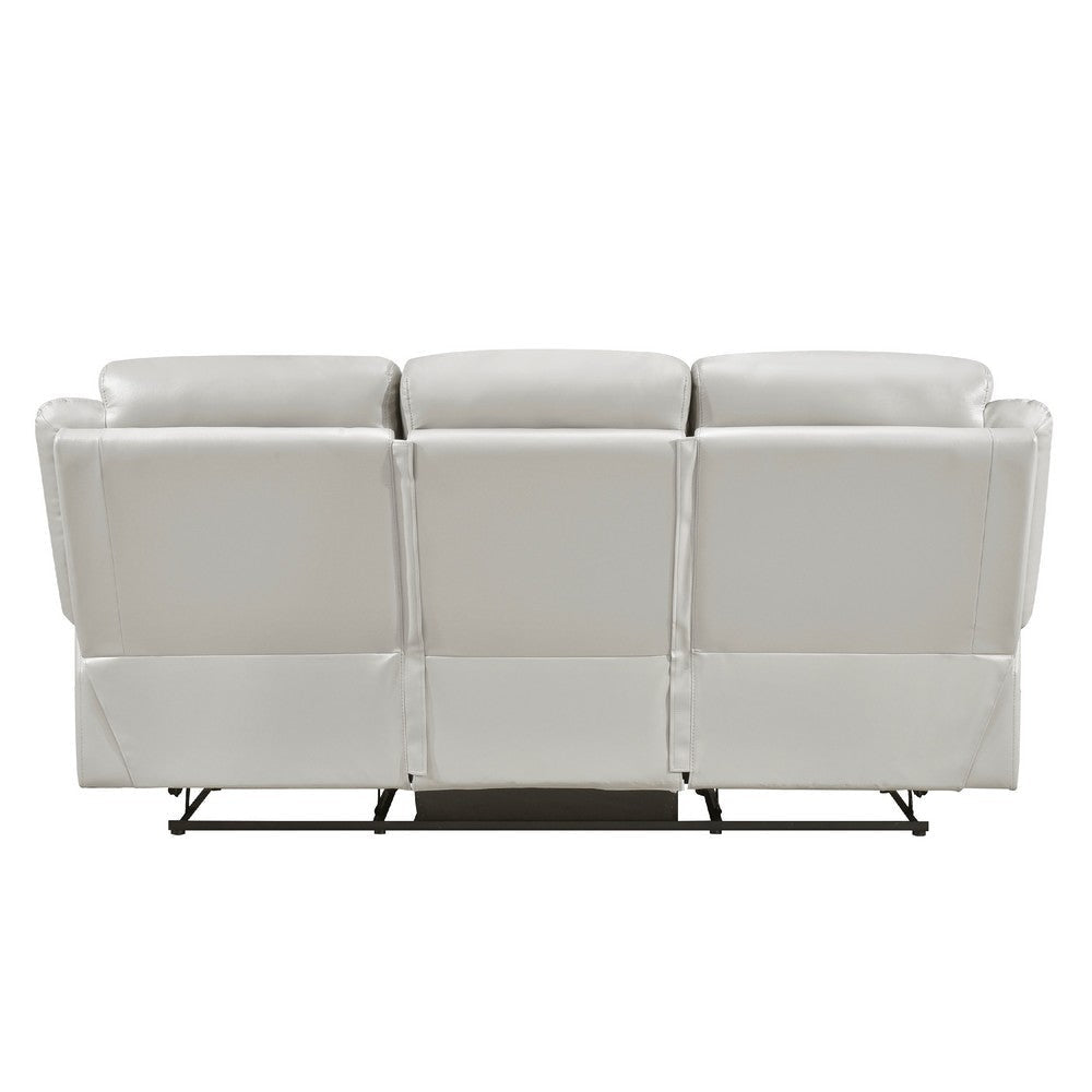 Conia Manual Double Reclining Sofa | Light Gray Silver Leather | 87’’ BM338580