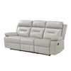 Conia Manual Double Reclining Sofa | Light Gray Silver Leather | 87’’ BM338580