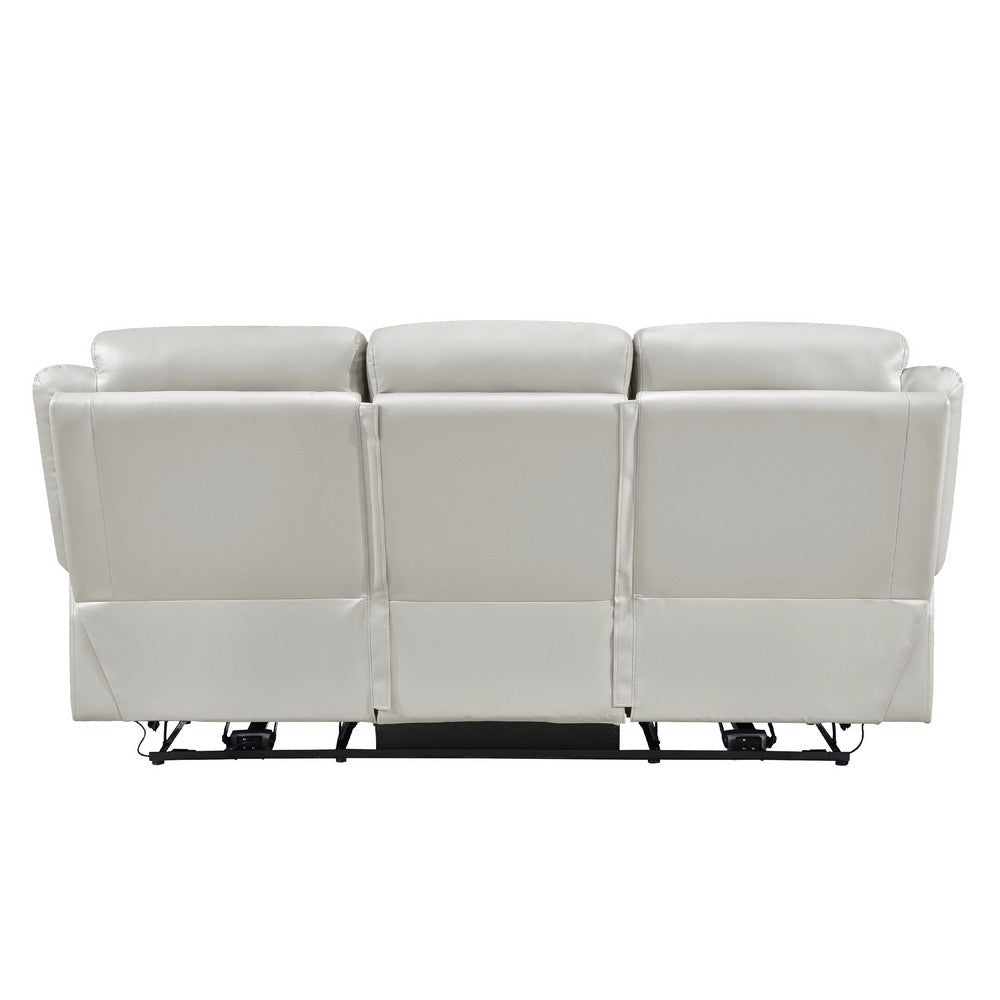 Conia Power Double Reclining Sofa | Light Silver Leather | USB | 87’’ BM338581