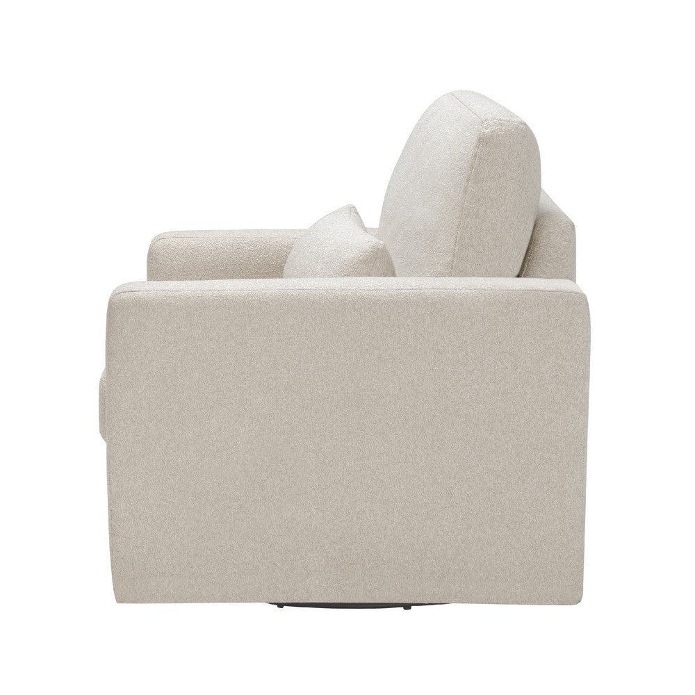 Ompa Swivel Armchair with Lumbar Pillow | Cream Beige Boucle BM338582