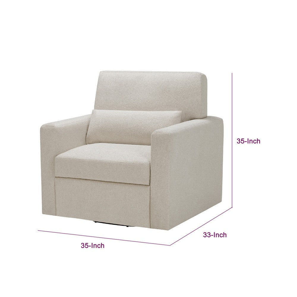 Ompa Swivel Armchair with Lumbar Pillow | Cream Beige Boucle BM338582
