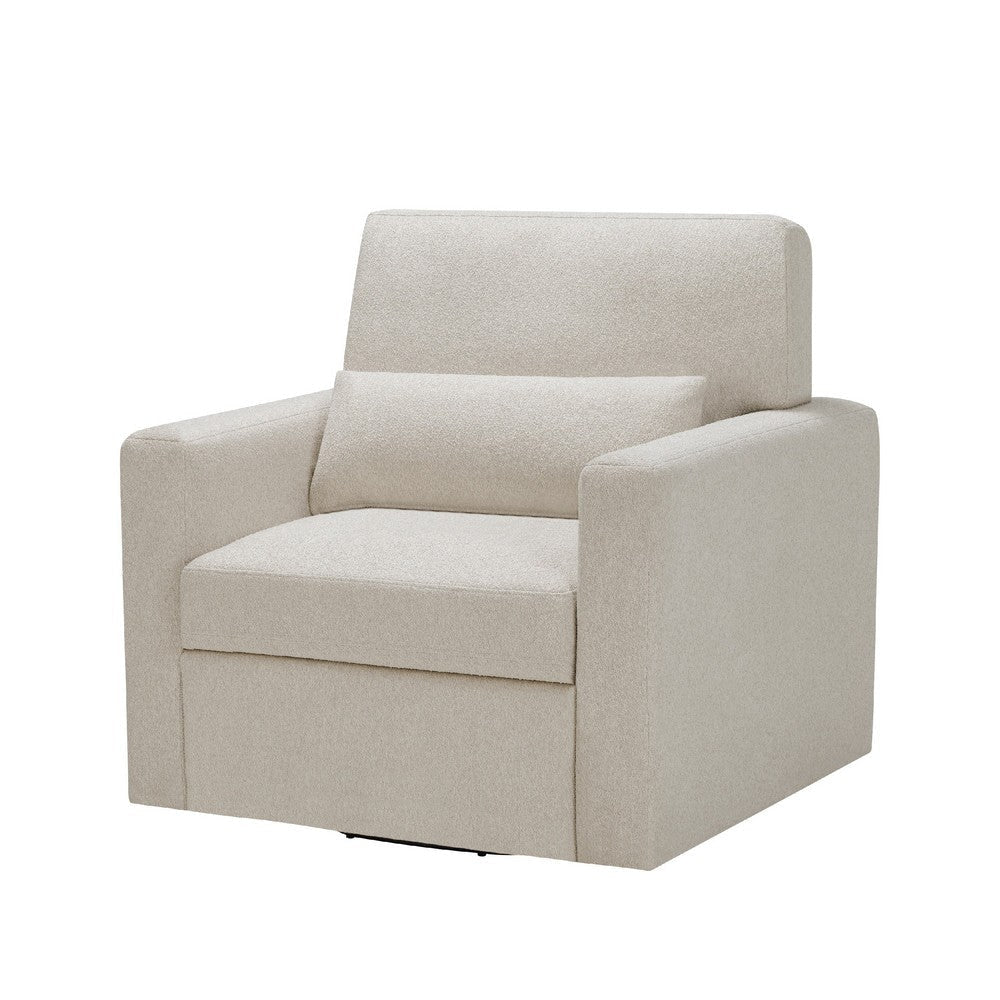 Ompa Swivel Armchair with Lumbar Pillow | Cream Beige Boucle BM338582