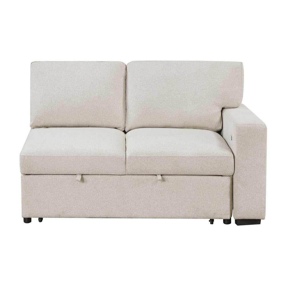Ompa Modular Armless Sofa with Storage | Cream Beige Boucle | 52’’ BM338583