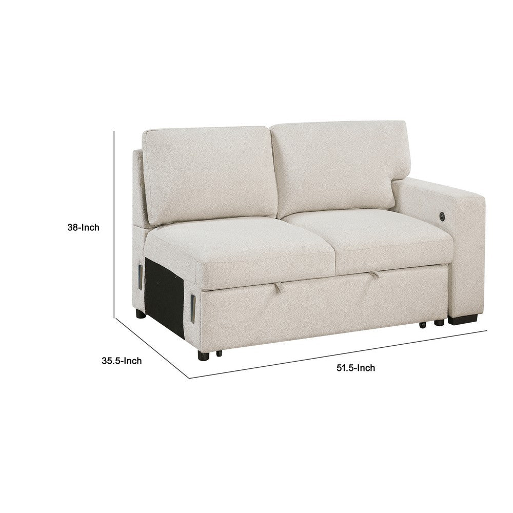 Ompa Modular Armless Sofa with Storage | Cream Beige Boucle | 52’’ BM338583