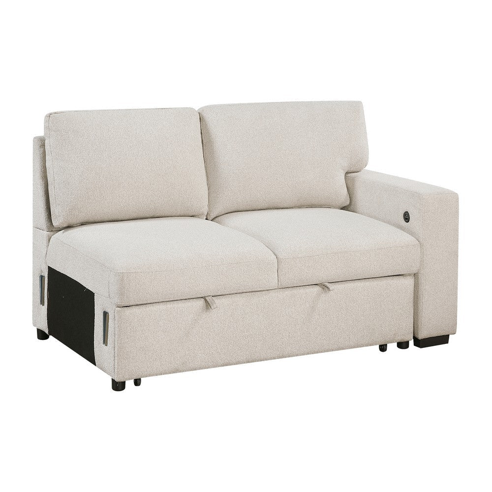 Ompa Modular Armless Sofa with Storage | Cream Beige Boucle | 52’’ BM338583