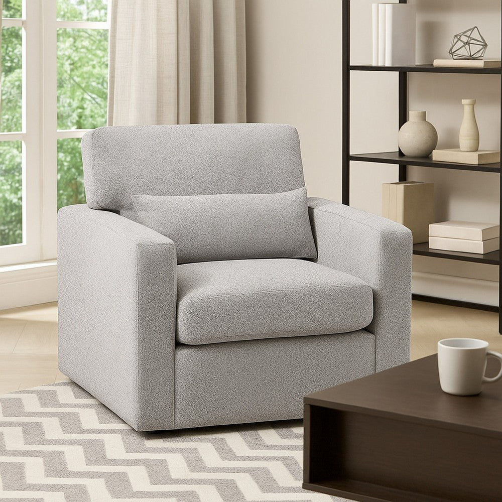 Ompa Swivel Armchair with Lumbar Pillow | Cloud Gray Boucle BM338584