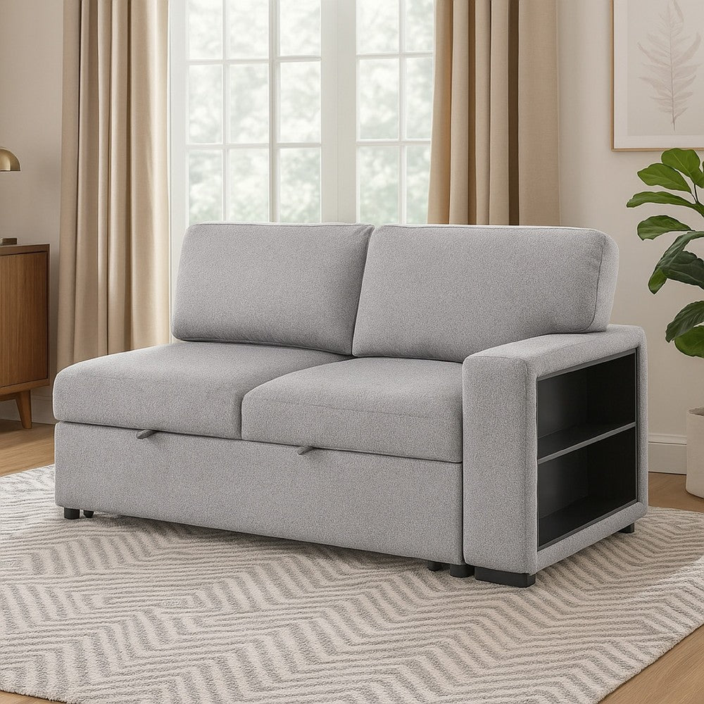Ompa Modular Armless Sofa with Storage | Cloud Gray Boucle | 52"