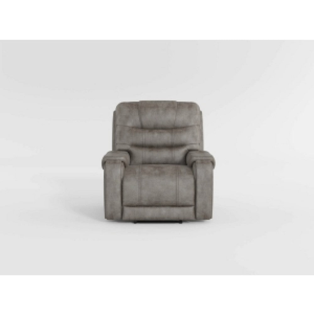 Erron Manual Reclining Chair | Gray Brown Microfiber | Foam Cushions BM338586