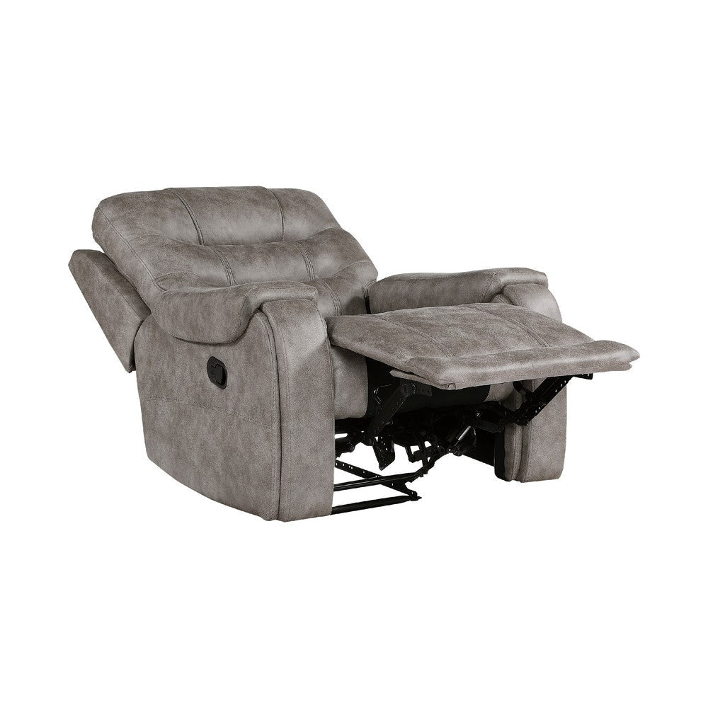 Erron Manual Reclining Chair | Gray Brown Microfiber | Foam Cushions BM338586