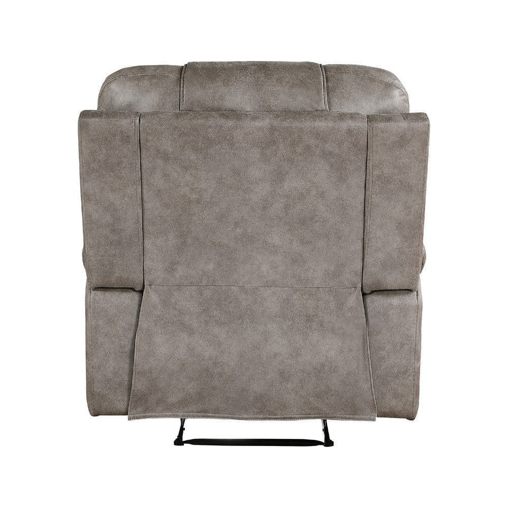 Erron Manual Reclining Chair | Gray Brown Microfiber | Foam Cushions BM338586