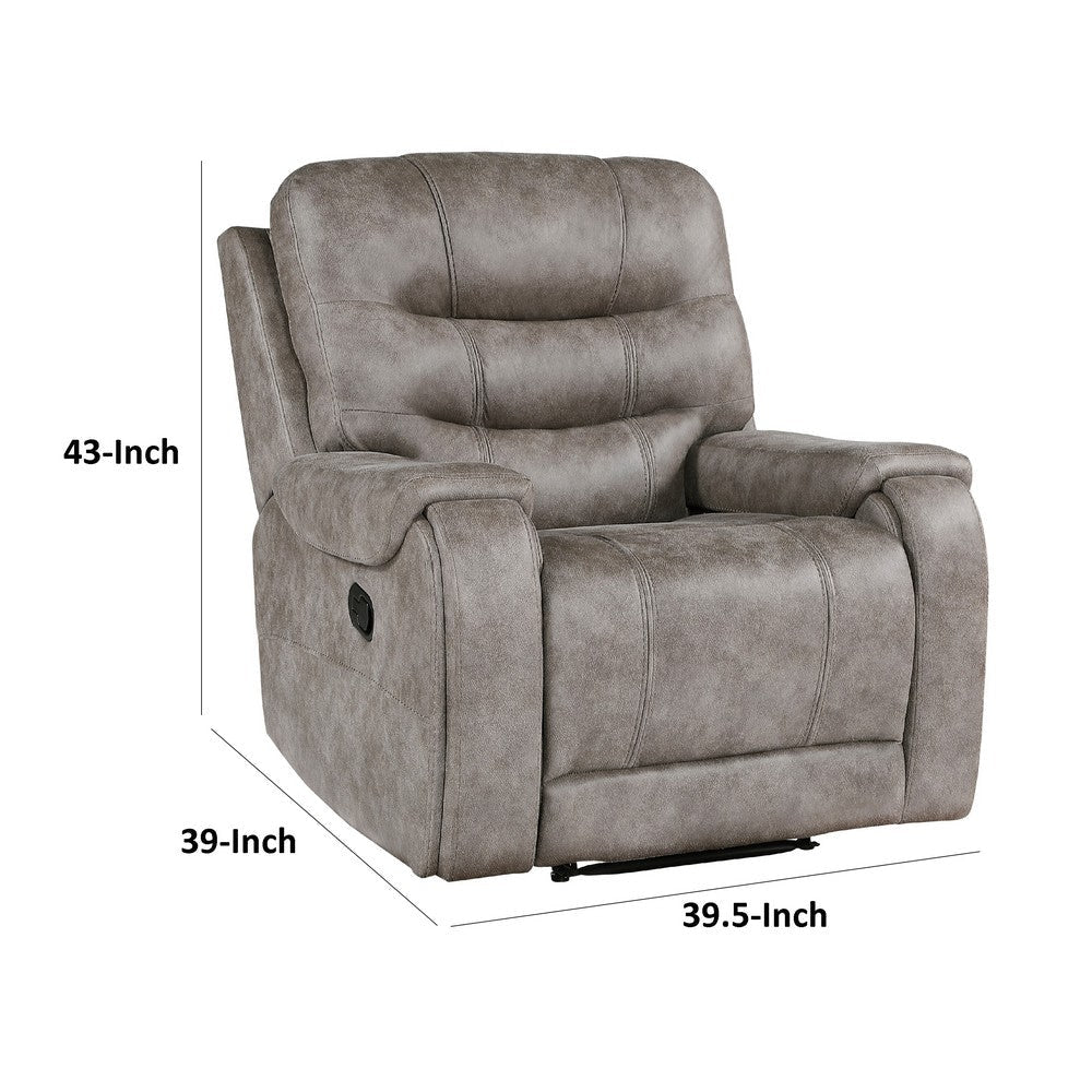 Erron Manual Reclining Chair | Gray Brown Microfiber | Foam Cushions BM338586
