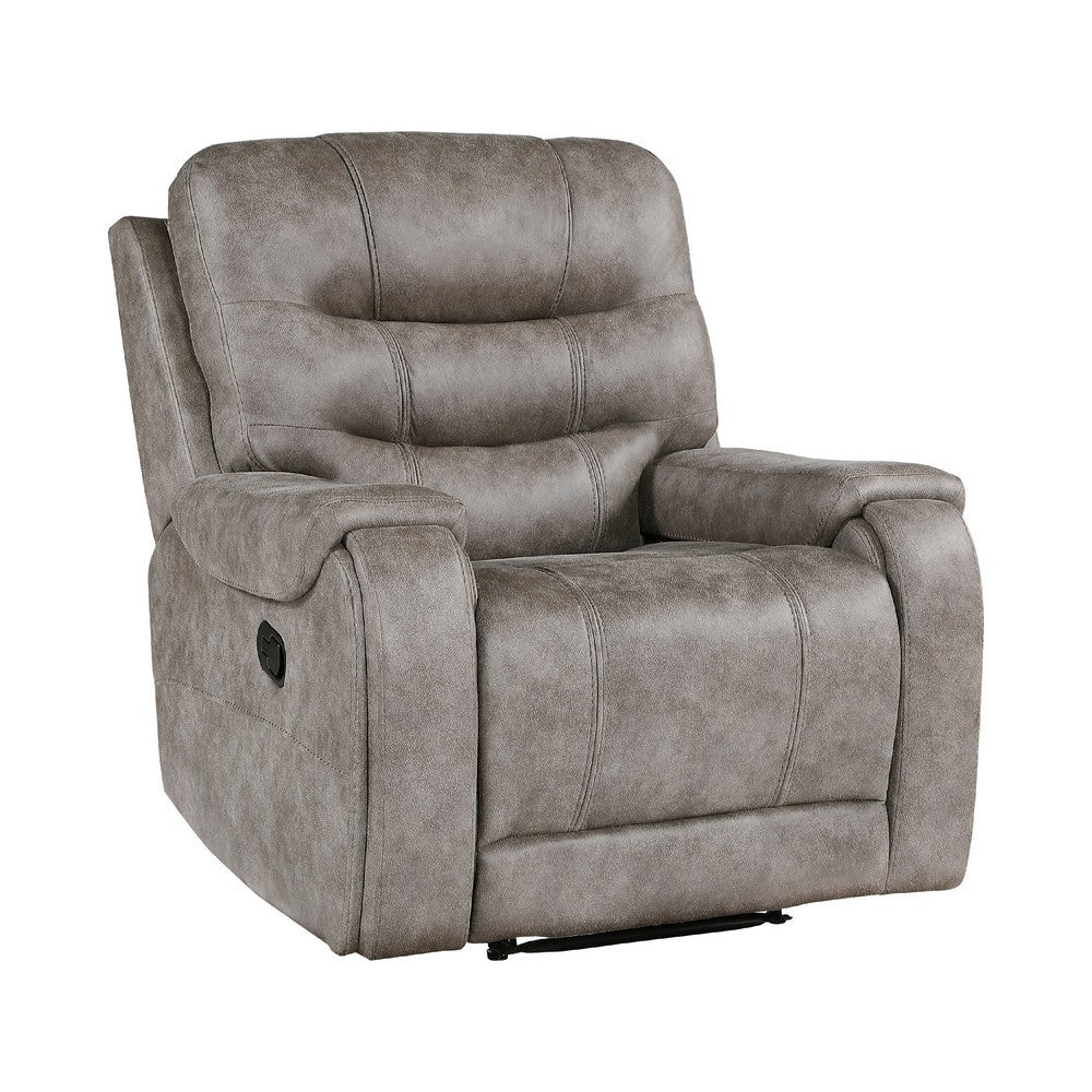 Erron Manual Reclining Chair | Gray Brown Microfiber | Foam Cushions BM338586