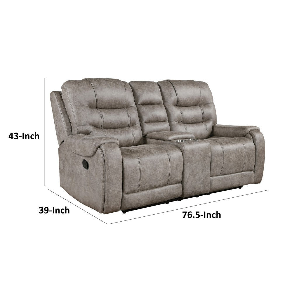 Erron Manual Double Recliner Loveseat with Console | Gray Brown 77’’ BM338587