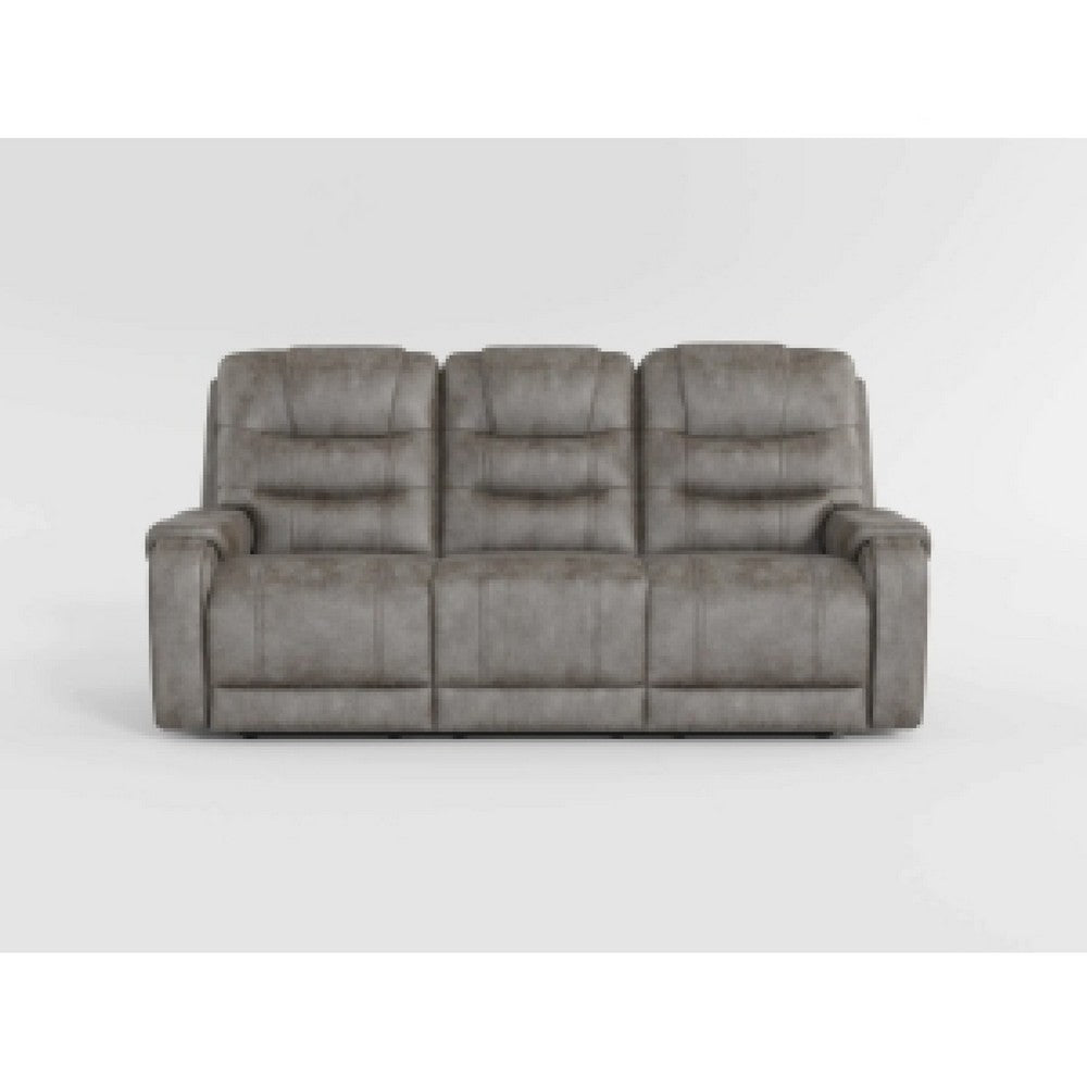 Erron Manual Double Recliner Sofa | Gray Brown Microfiber | 87’’ BM338588