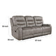 Erron Manual Double Recliner Sofa | Gray Brown Microfiber | 87’’ BM338588