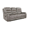 Erron Manual Double Recliner Sofa | Gray Brown Microfiber | 87’’ BM338588