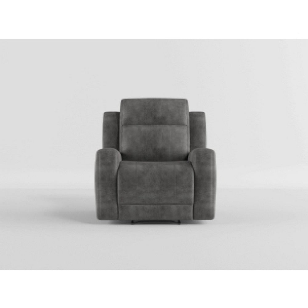 Tesy Manual Reclining Chair | Dark Gray Brown Microfiber Foam Cushions BM338589