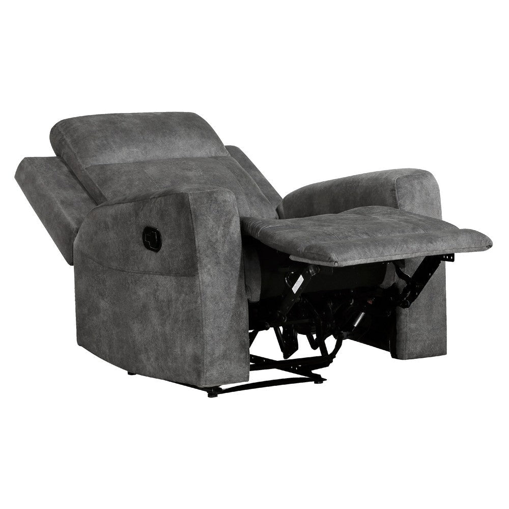 Tesy Manual Reclining Chair | Dark Gray Brown Microfiber Foam Cushions BM338589