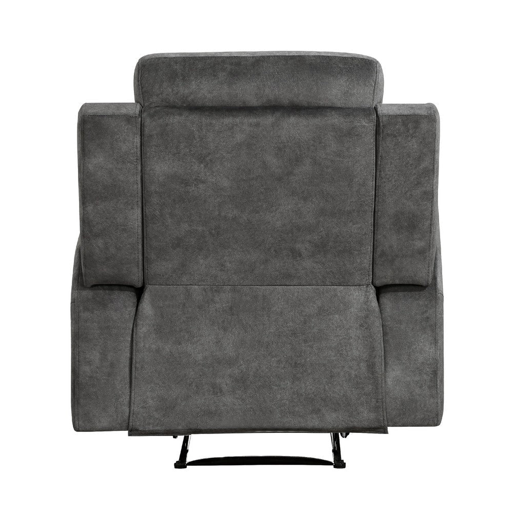 Tesy Manual Reclining Chair | Dark Gray Brown Microfiber Foam Cushions BM338589
