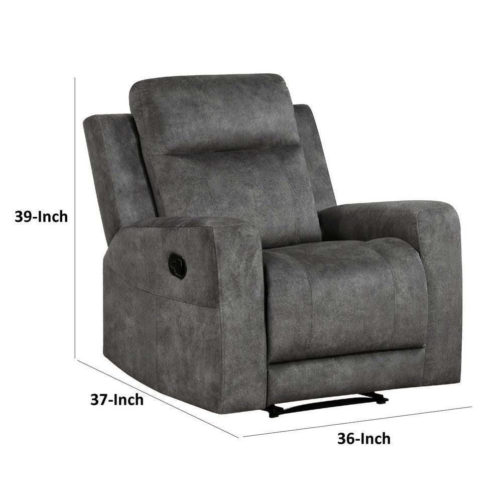 Tesy Manual Reclining Chair | Dark Gray Brown Microfiber Foam Cushions BM338589