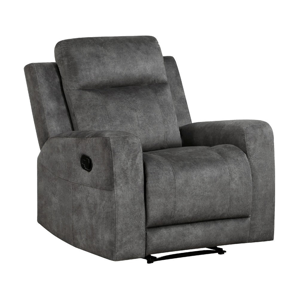 Tesy Manual Reclining Chair | Dark Gray Brown Microfiber Foam Cushions BM338589