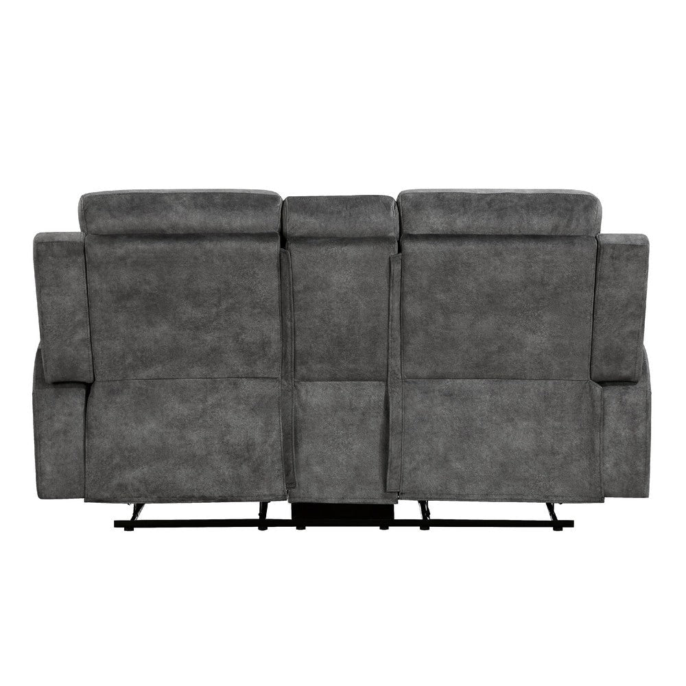 Tesy Manual Recliner Loveseat | Console | Dark Gray Microfiber 71’’ BM338590