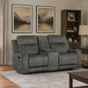 Tesy Manual Recliner Loveseat | Console | Dark Gray Microfiber 71’’ BM338590