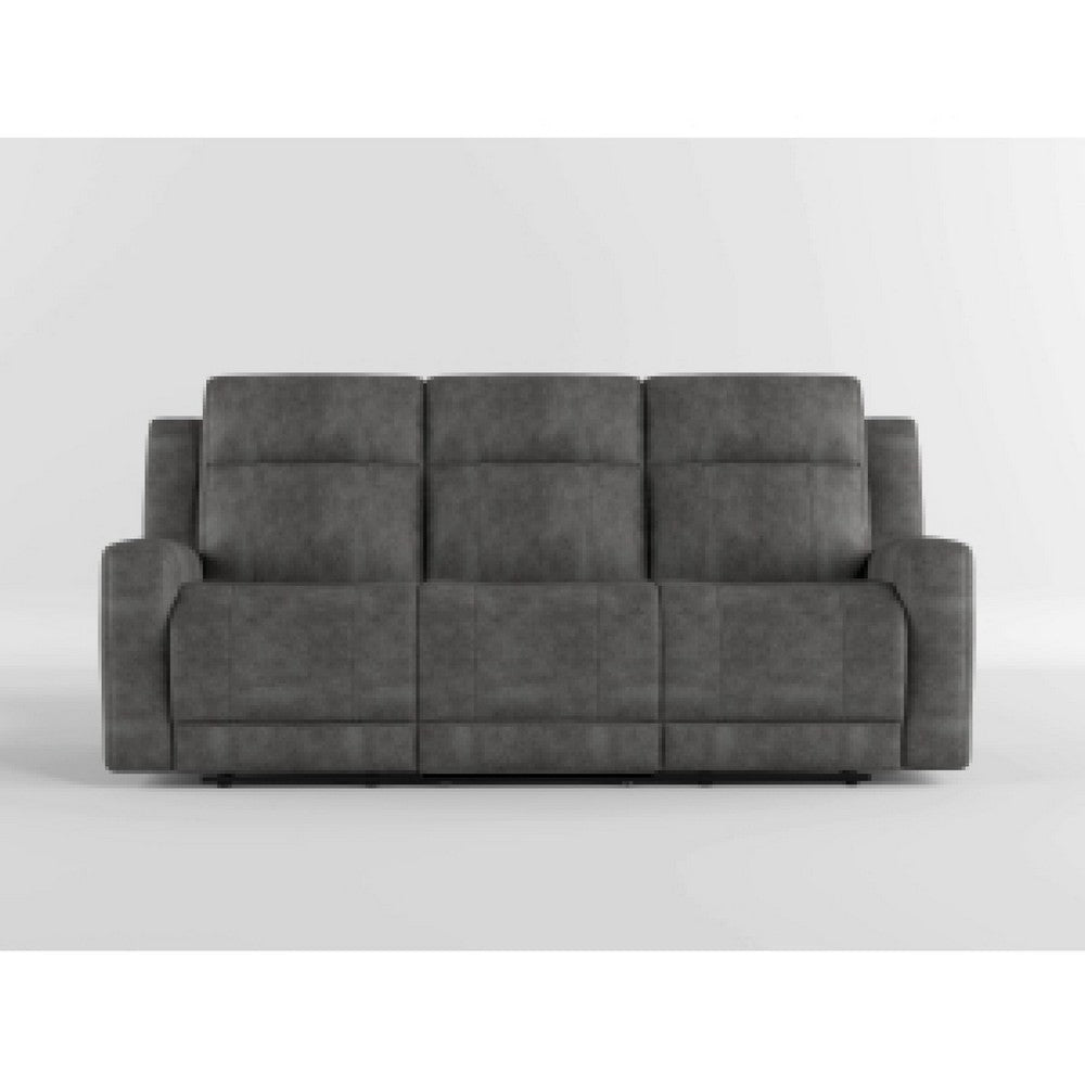 Tesy Manual Double Reclining Sofa | Dark Gray Brown Microfiber | 80’’ BM338591