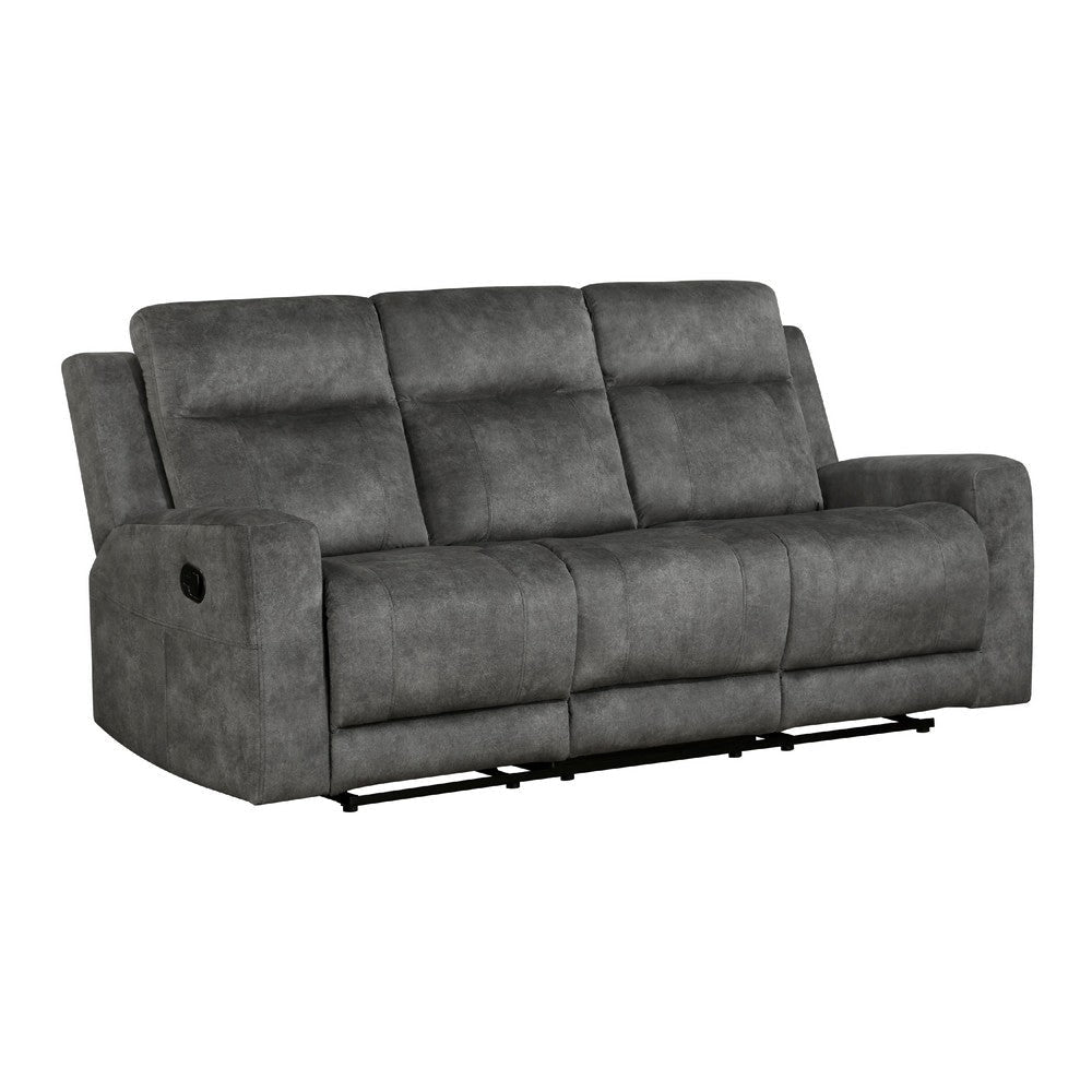 Tesy Manual Double Reclining Sofa | Dark Gray Brown Microfiber | 80’’ BM338591