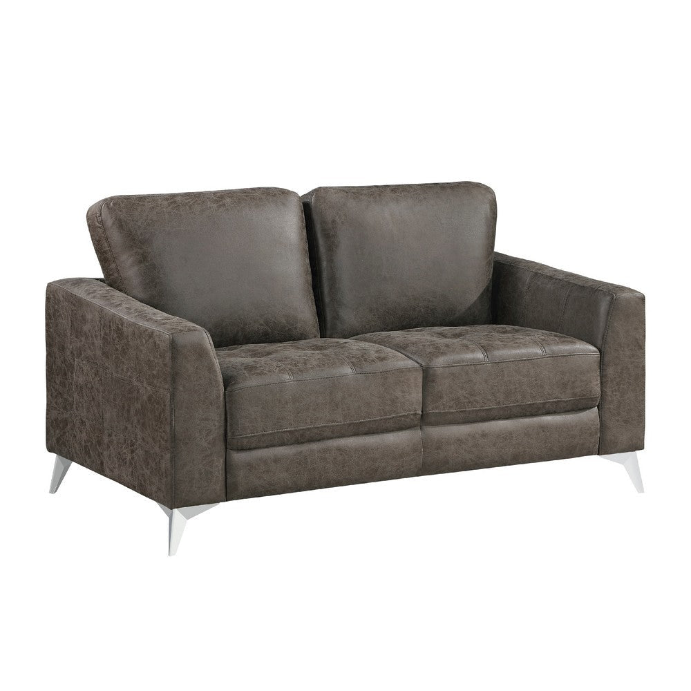 Casie Loveseat | Brownish Gray Microfiber Foam | Chrome Legs 61’’ BM338593