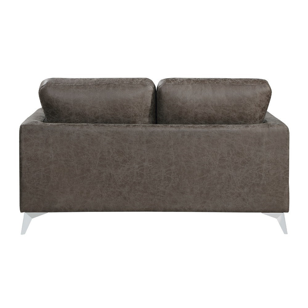 Casie Loveseat | Brownish Gray Microfiber Foam | Chrome Legs 61’’ BM338593