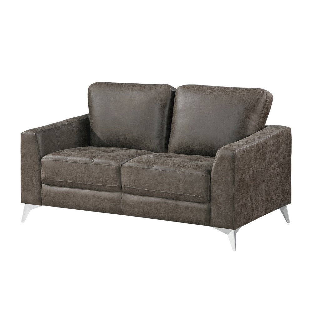 Casie Loveseat | Brownish Gray Microfiber Foam | Chrome Legs 61’’ BM338593