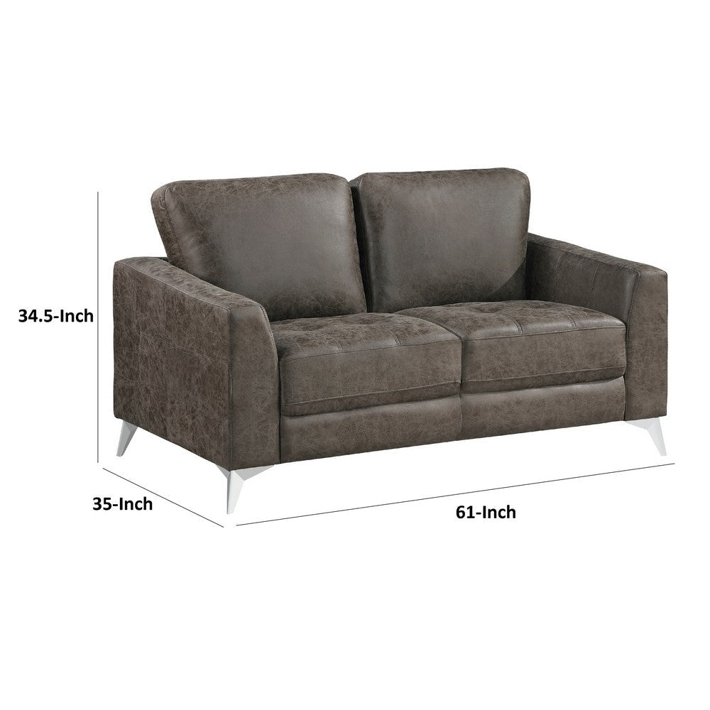 Casie Loveseat | Brownish Gray Microfiber Foam | Chrome Legs 61’’ BM338593