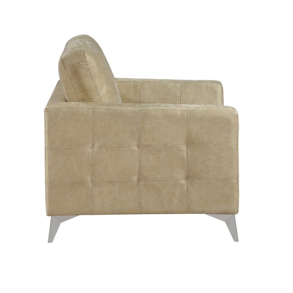 Casie Accent Armchair | Sand Brown Microfiber Foam | Chrome Legs BM338595
