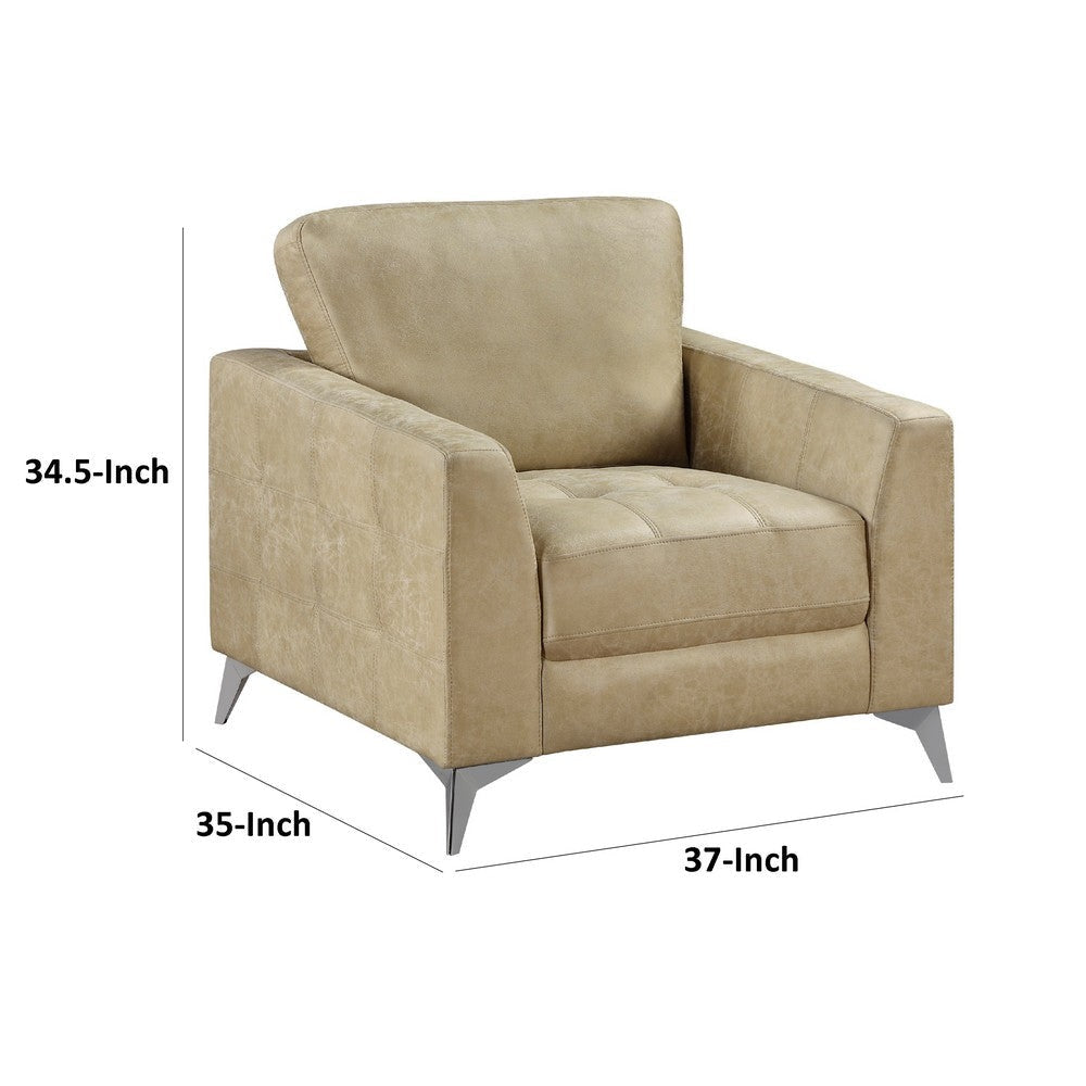 Casie Accent Armchair | Sand Brown Microfiber Foam | Chrome Legs BM338595