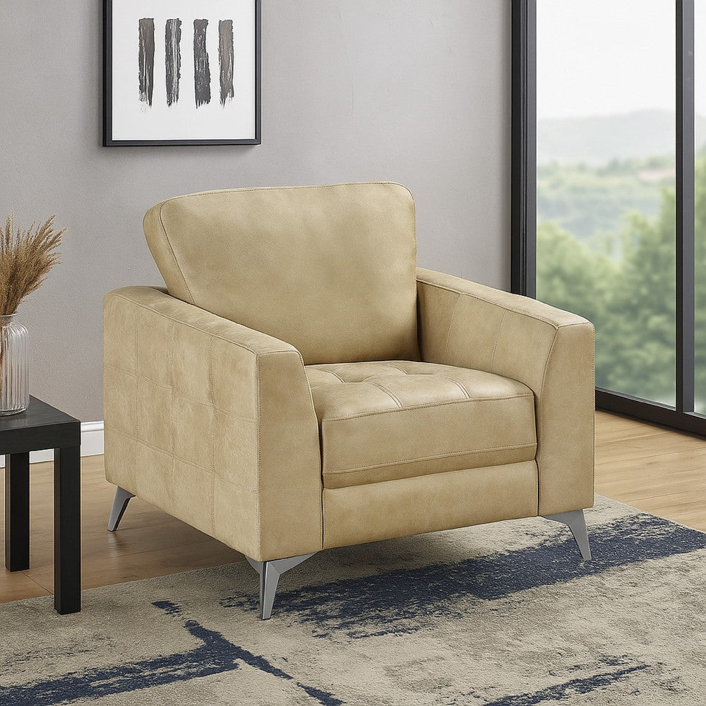 Casie Accent Armchair | Sand Brown Microfiber Foam | Chrome Legs BM338595