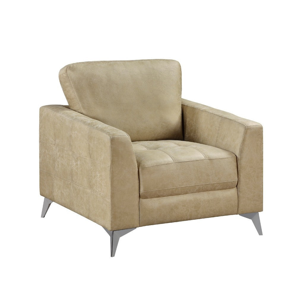 Casie Accent Armchair | Sand Brown Microfiber Foam | Chrome Legs BM338595
