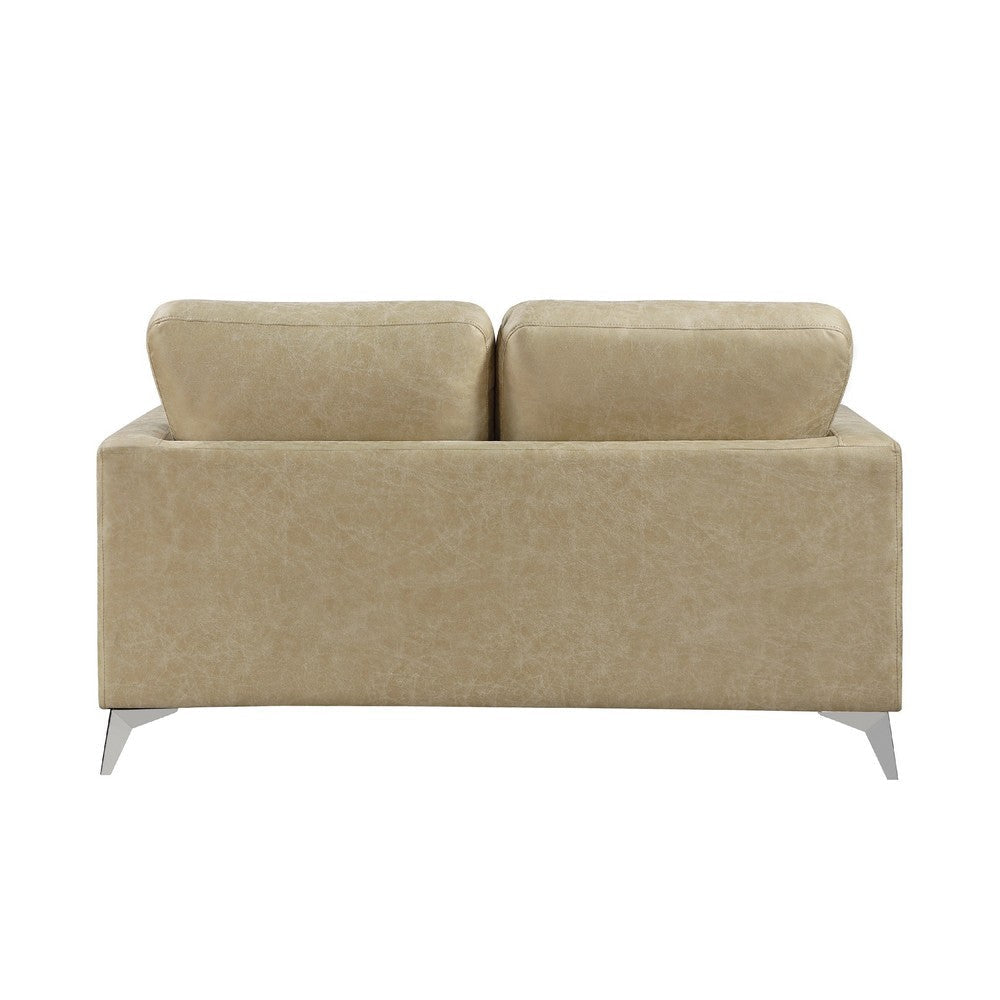 Casie Loveseat | Sand Brown Microfiber Foam | Chrome Legs 61’’ BM338596