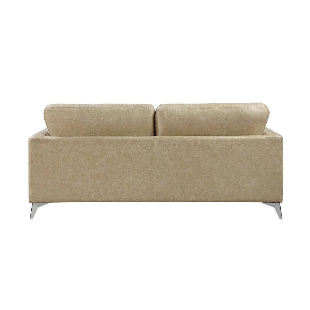 Casie Sofa | Sand Brown Microfiber Foam | Chrome Legs 77’’ BM338597