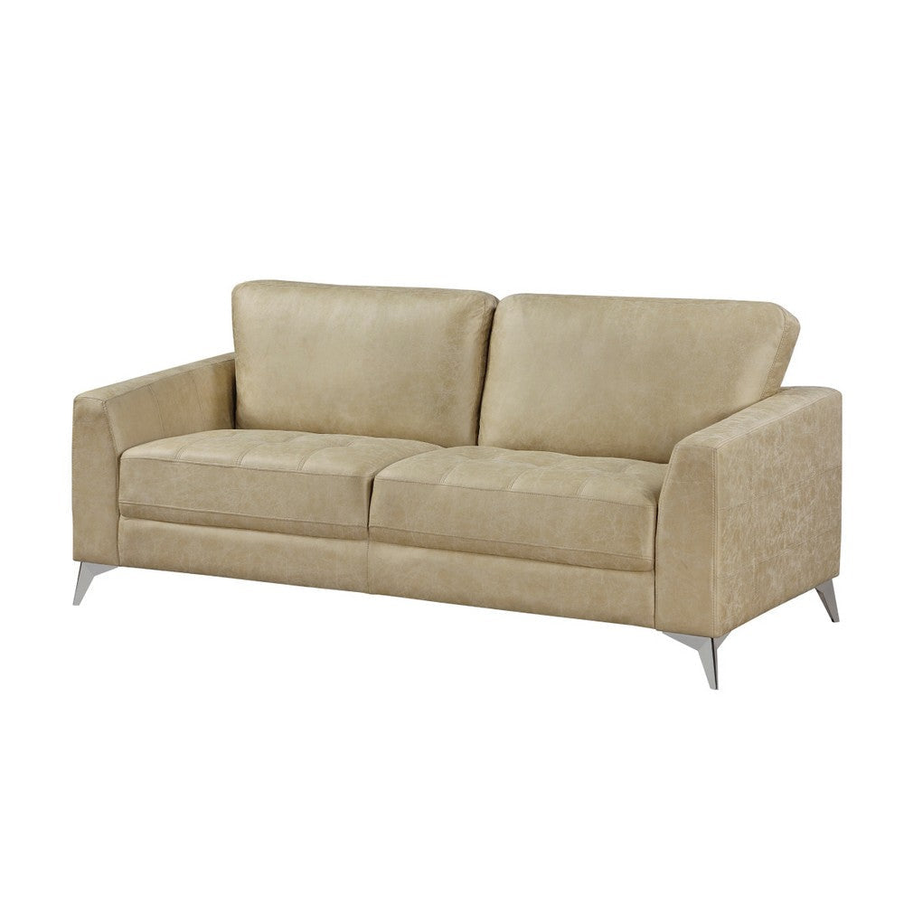 Casie Sofa | Sand Brown Microfiber Foam | Chrome Legs 77’’ BM338597